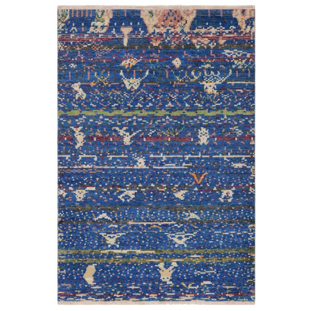 Shabby Chic Blue/Gray Wool&Silk Rug - 5'0'' X 7'2'' For Sale - Image 10 of 10