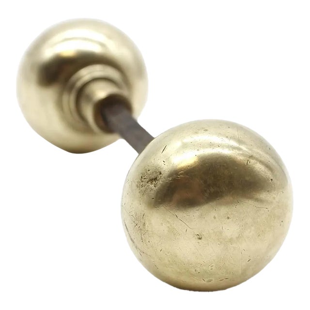 Pair of Vintage 2.125 In. Brass Ball Shape Door Knobs For Sale