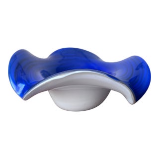 Vintage Italian Murano Hand-Blown Cased Glass Bowl For Sale