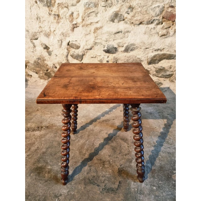 Antique Walnut and Oak Side Table with Barley Twist Legs, 1870 For Sale - Image 4 of 13