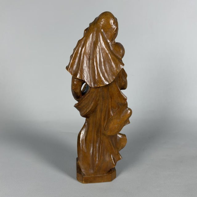 Madonna with Child in Wood Carved Wood, 1950s For Sale - Image 3 of 12