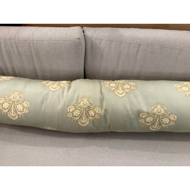 Bespoke Embroidered Damask Long Bolster Pillow For Sale - Image 9 of 12