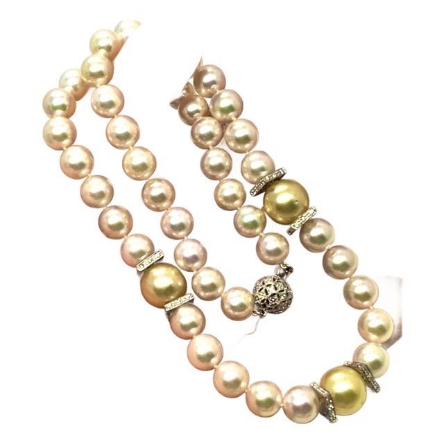 South Sea Akoya Pearl Necklace 14k Gold Certified For Sale