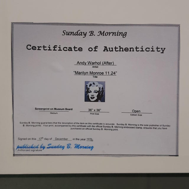 Sunday B. Morning after Andy Warhol, Black and White Marilyn Monroe, 1970, Silk-Screen For Sale - Image 9 of 12