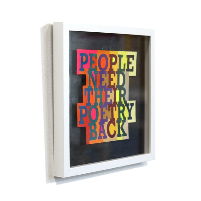 People Need Their Poetry Back - Colorful Neon Words Mixed Media Original Artwork by Fabio Coruzzi For Sale In Los Angeles - Image 6 of 9