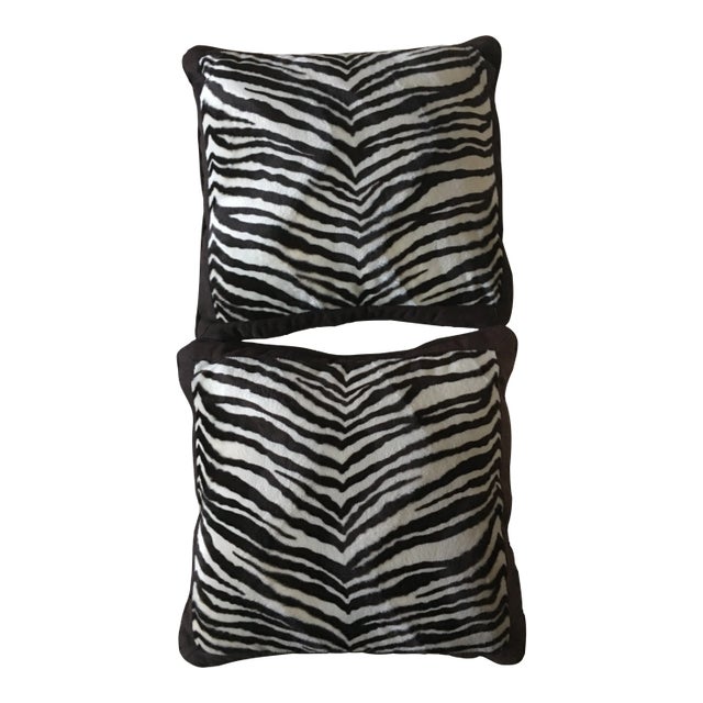 Faux Zebra Pillows - a Pair For Sale