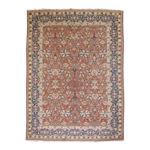 Antique Zabihi Collection Red Persian Tabriz Rug For Sale