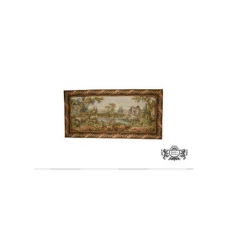 Vintage French Style Tapestry Wall Hanging Pastoral Landscape River Italy For Sale