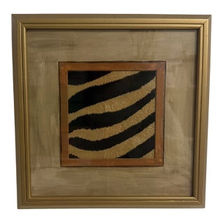 Schumacher Zebra Textile in Artisan Hand-Painted Vintage Frame For Sale