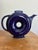 This impeccable, vintage Hall China Company cobalt blue "Donut" (or Doughnut) teapot is an iconic Art Deco/mid-century...