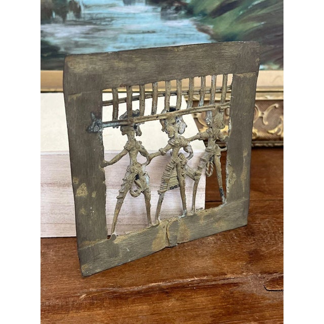 1970s Primitive Possibly Brass Tribal Wall Decor Art Piece For Sale - Image 4 of 7