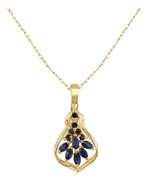 Sapphire Marquise Cluster Necklace 16"