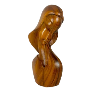Mid Century Modern Large Female Wood Sculpture | Monkey Pod Wood Carved