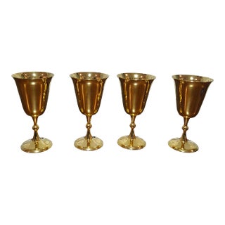 Set of 4 Vintage Mini Gold-Plated Goblets – 3.5" Small Chalices, Decorative Collectibles For Sale