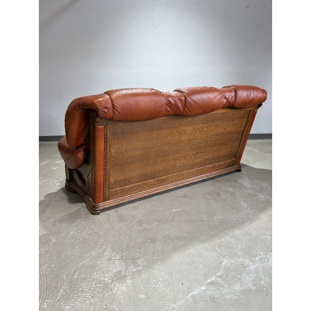 Rustic European European Leather & Oak Sofa Set For Sale - Image 3 of 18