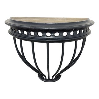Restoration Hardware Hayrack Cast Iron Demilune Console Table For Sale