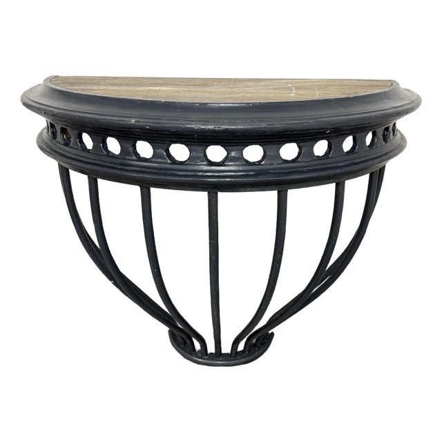 Restoration Hardware Hayrack Cast Iron Demilune Console Table For Sale