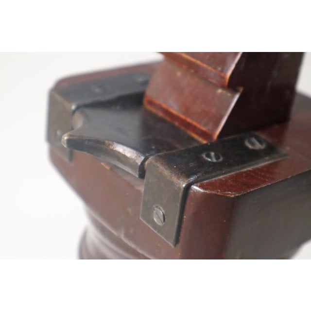 Victorian Height Adjustable Nightstand in Dark Stained Oak and Brass For Sale - Image 12 of 18