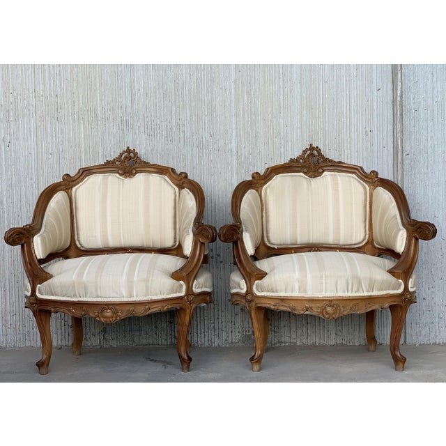 Late 19th Century Pair of Italian Rococó Louis XV Fauteuils or Slipper Chairs For Sale - Image 18 of 18
