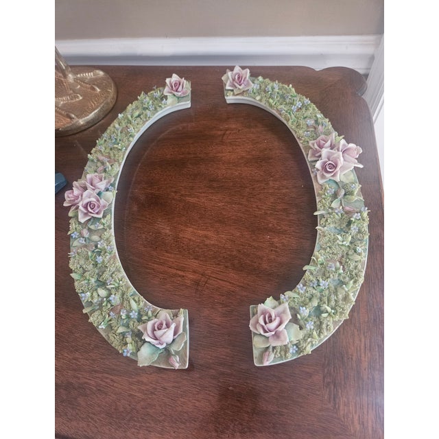 Both pieces are marked with N and 5-Point Crown - Lovely Floral Capodimonte centerpiece enhancement. Incredible detail....