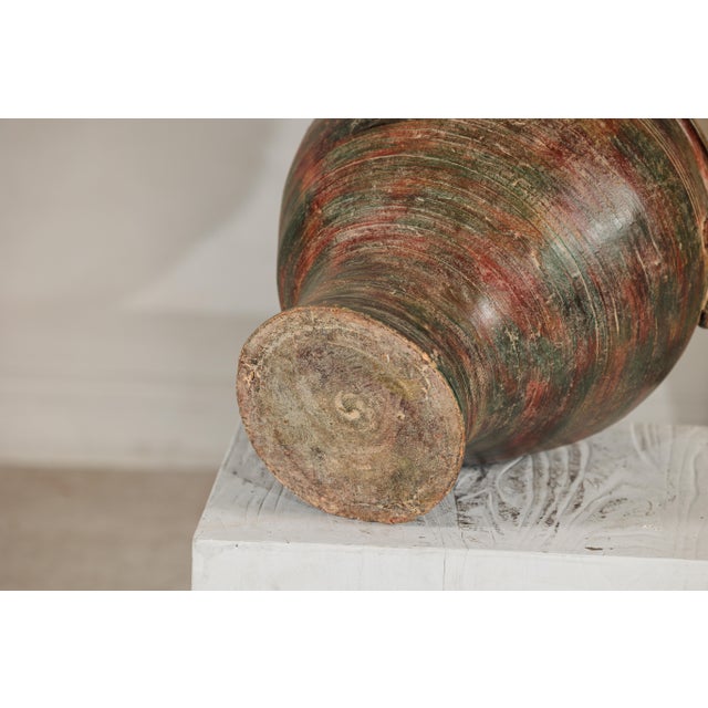 Vintage Thai Ceramic Planter with Green, Brown, and Red Patinated Glaze For Sale - Image 13 of 18