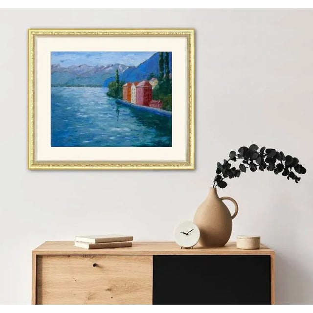 Lake Como Italy Impressionist Contemporary Oil Painting Wall Decor For Sale - Image 4 of 12