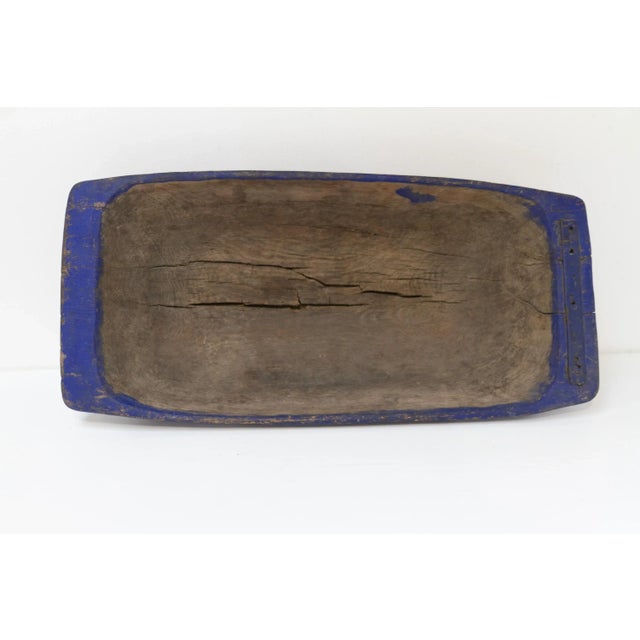 Large Antique Swedish Folk Art Blue Wooden Trough, Late 1800s For Sale - Image 12 of 17