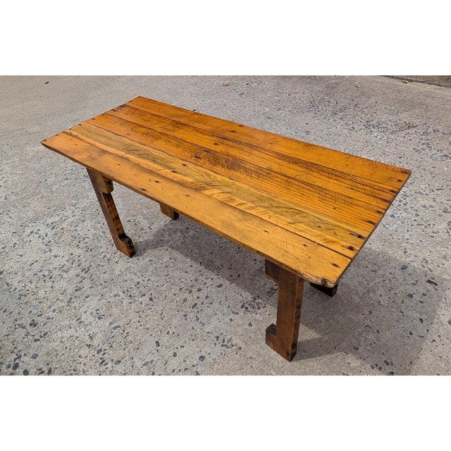 Japanese Late 20th Century Reclaimed Oak Wood Japanese Style Coffee Table For Sale - Image 3 of 6