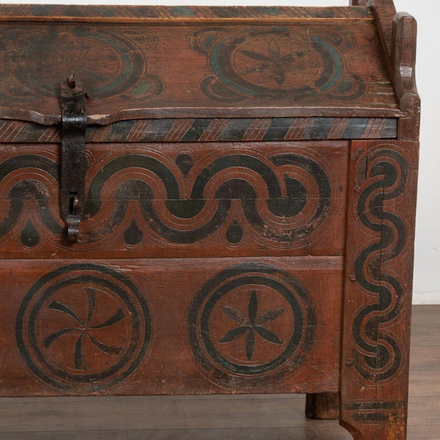 19th Century Painted and Carved Hungarian Dome Top Trunk For Sale - Image 12 of 18