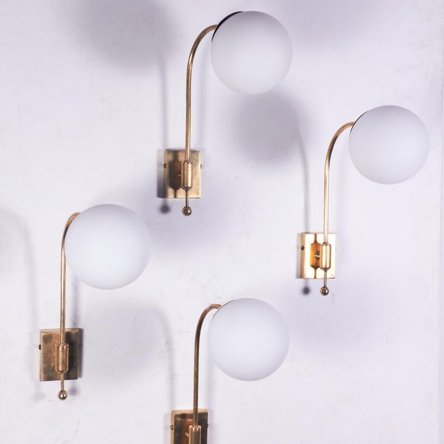 Brass Wall Lights in the style of Stilnovo, 1950s, Set of 4, in Flawless conditions. Designed 1950 to 1959 This piece is...