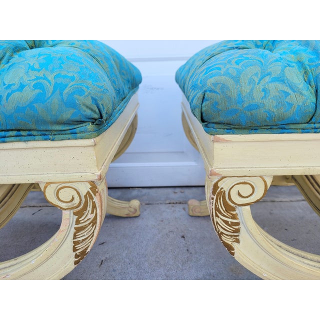 Vintage 1960s Hollywood Regency Dorothy Draper Style Tufted Cruel X