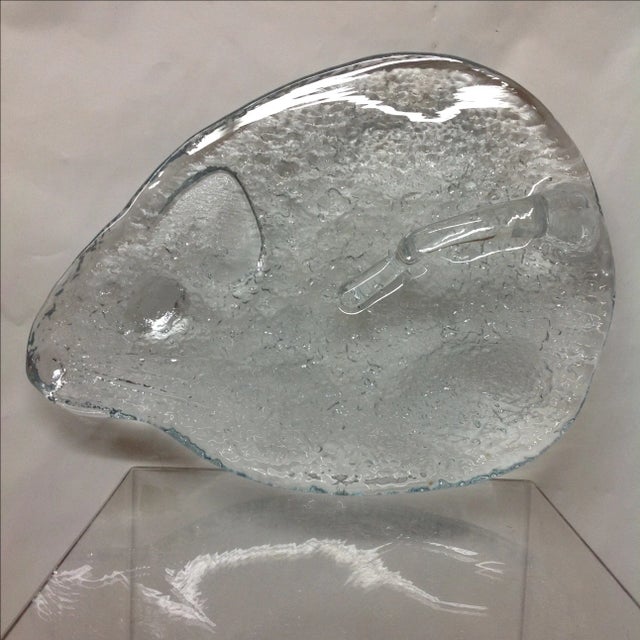 Scandinavian Modern Ice Glass Figural Serving Tray For Sale - Image 4 of 5