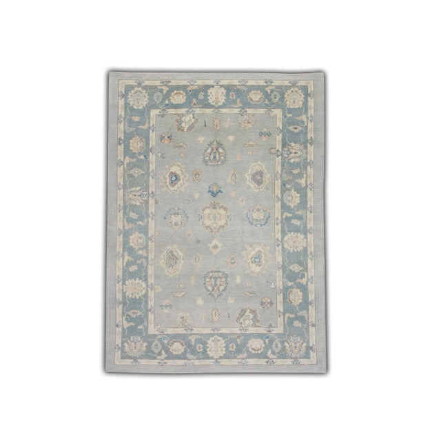 Textile Modern Turkish Oushak Rug 6'6" x 8'8" For Sale - Image 7 of 7
