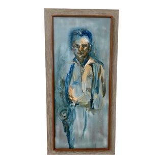 1960s "Lawmaker" Expressionist Original Portrait Oil Painting of a Man by Myrtle Posner, Framed For Sale