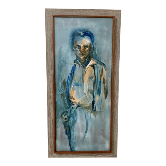 1960s "Lawmaker" Expressionist Original Portrait Oil Painting of a Man by Myrtle Posner, Framed For Sale