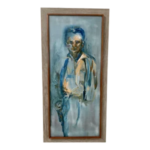 1960s "Lawmaker" Expressionist Original Portrait Oil Painting of a Man by Myrtle Posner, Framed