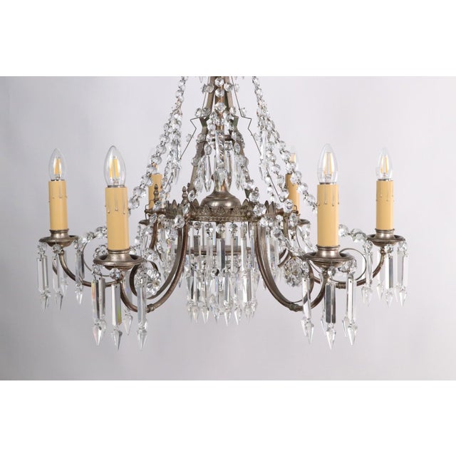 Rococo Early 20th Century Waterfall Crystal Chandelier For Sale - Image 3 of 17