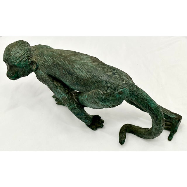 Great Looking & Decorative Vintage Mid Century Posing Monkey Figure - Heavy Solid Cast Bronze For Sale - Image 14 of 18