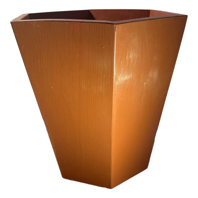 A Traditional English Style Hexagonal Burnt Red Wastebasket For Sale