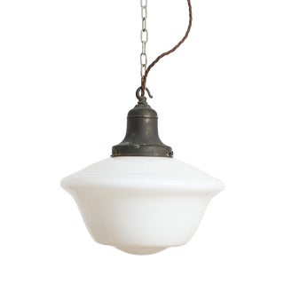 Vintage Church Opaline Glass Pendant Light, 1920s For Sale