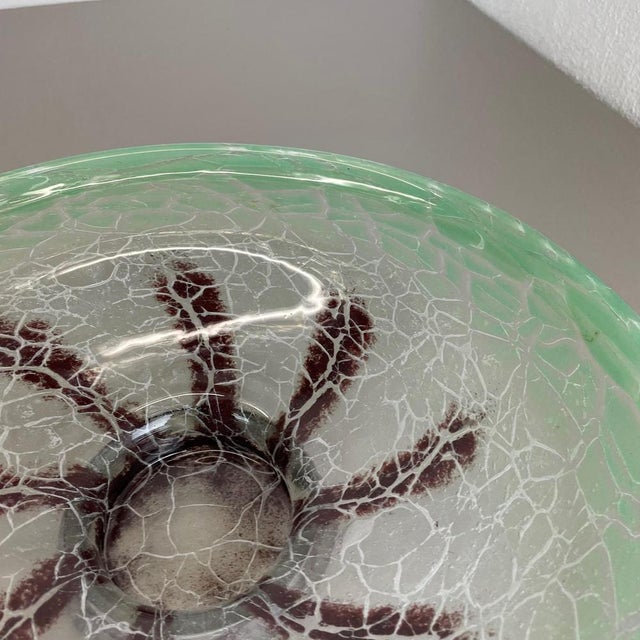 Green Large Art Deco Baushaus Glass Bowl by Karl Wiedmann for WMF Ikora, 1930s For Sale - Image 8 of 18