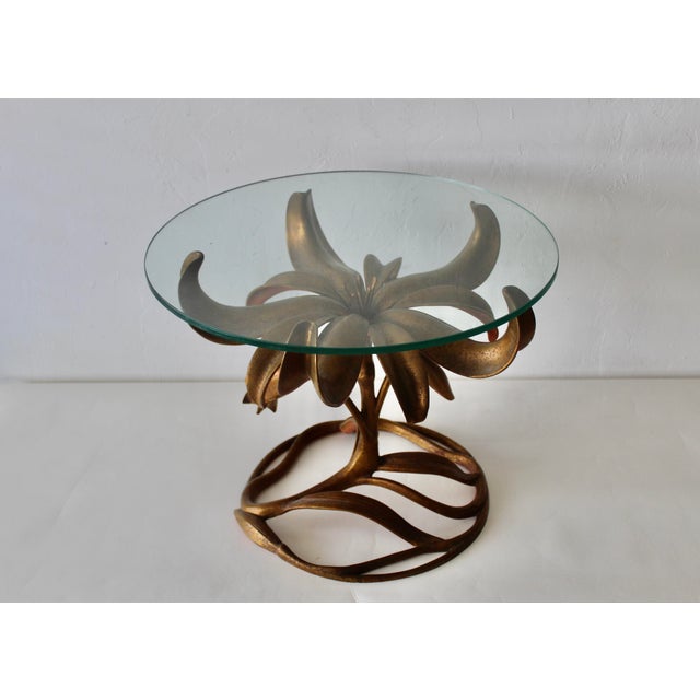 Gold 1970s Arthur Court Style Sculptural "Lily" Side Table For Sale - Image 8 of 11