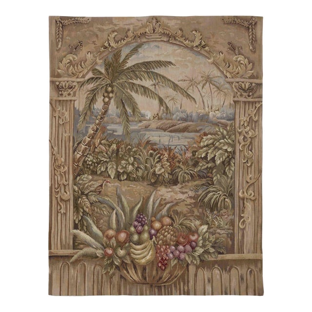 Palms & Fruit Handwoven Tapestry - 158 X 122 Cm (5'2" X 4'0") - Requires Rod Size 3 For Sale