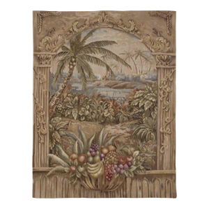 Palms & Fruit Handwoven Tapestry - 158 X 122 Cm (5'2" X 4'0") - Requires Rod Size 3