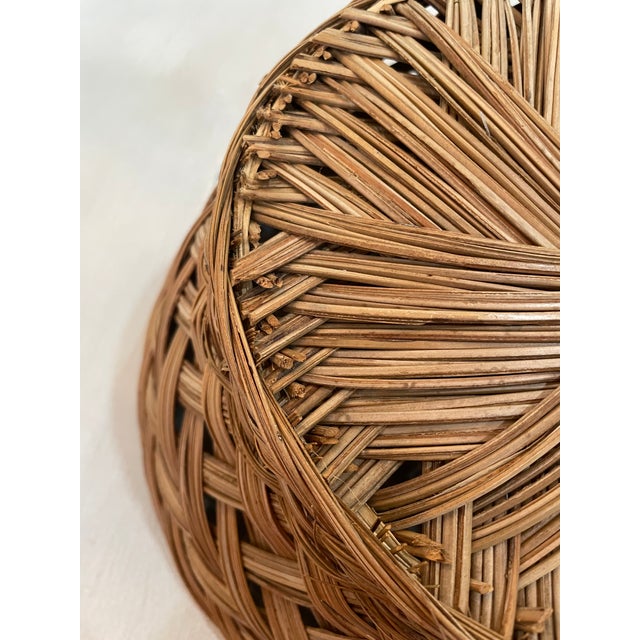 Vintage Artisan Handcrafted Round Rattan Basket For Sale In Atlanta - Image 6 of 11