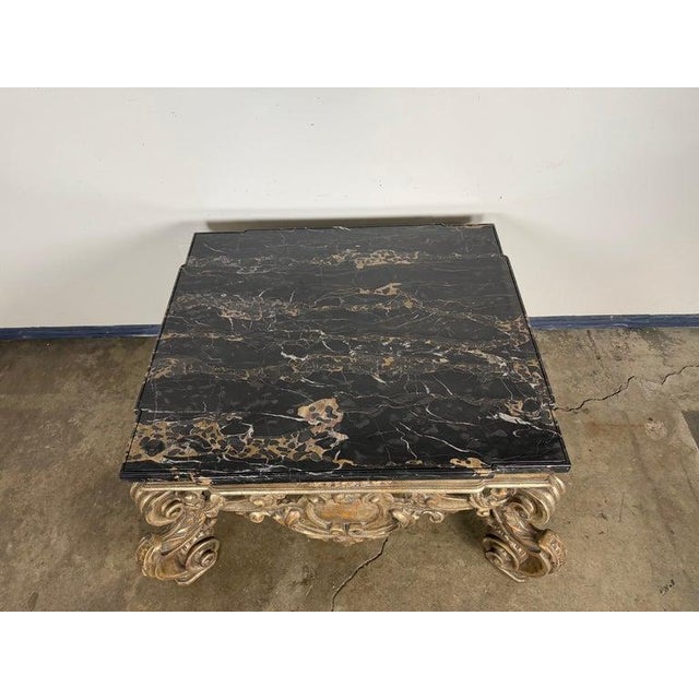 Hollywood Regency Giltwood and Ebonized Marble Coffee Table by Brustlin Workshop, Los Angeles For Sale - Image 3 of 13