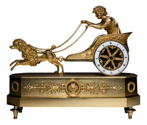 Empire Mantel Clock with Putto in Chariot by Thiery À Paris