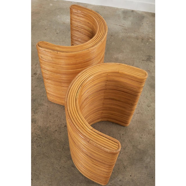 Midcentury Italian Organic Modern Rattan Pedestal Dining Table For Sale - Image 10 of 13