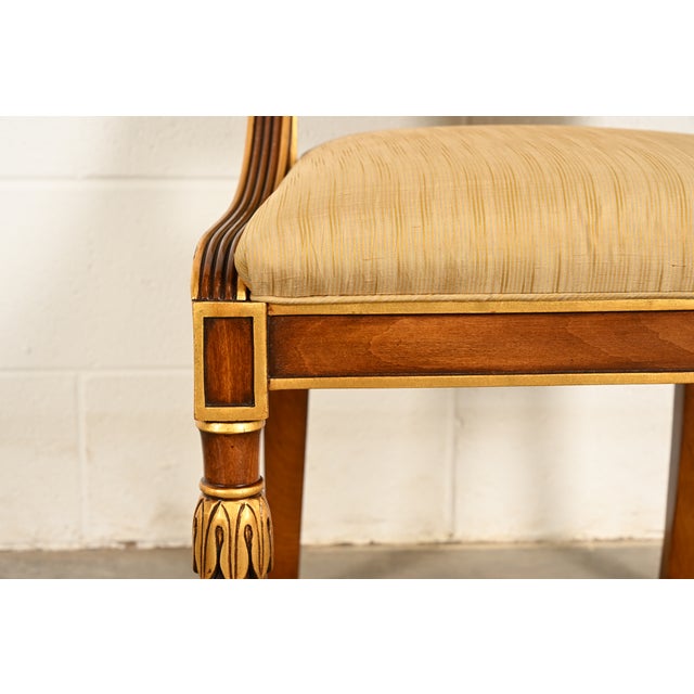 Brown Karges French Regency Louis XVI Carved Walnut and Gold Gilt Dining Chairs | Set of Six For Sale - Image 8 of 14
