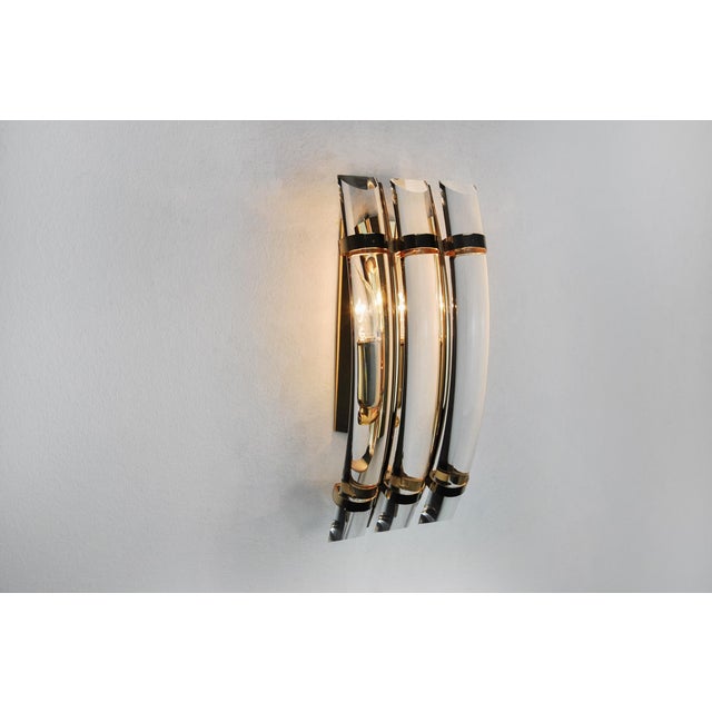 Venini Wall Lamp in Half-Moon Curved Glass, Murano, Italy, 1970s For Sale - Image 6 of 8